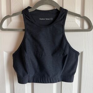 OUTDOOR VOICES Athena Black Bra Crop Top Workout Tank Compression Size S NWOT
